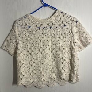 Abercrombie & Fitch Cream Lace Crop Top